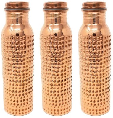 Shri Krishna Copper Hammered Designed Bottle, 3 Set 3000 ml Bottle(Pack of 3, Brown, Copper)