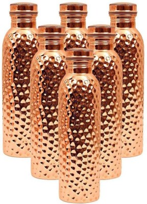 Krishna Metal Copper Hammered Design Bottle, 6 Set 6000 ml Bottle(Pack of 6, Brown, Copper)