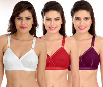 SONA Beauty Wear Women Full Coverage Non Padded Bra(White, Red, Purple)