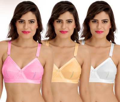 SONA Perfecto Full Coverage Non-Padded Plus Size Cotton Women Minimizer Non Padded Bra(Multicolor)