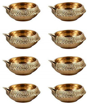 Crafting Bear Brass (Pack of 8) Table Diya Set(Height: 1 inch)