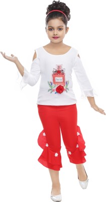 F2CLUB Girls Party(Festive) Top Capri(white and red)