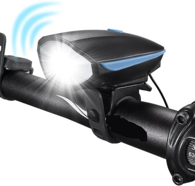 LAFILLETTE Bicycle Bike Front Light 3 Mode Head Light With 5 Modes140 DB Sound For Cycling. LED Front Light(BLUE,BLACK)