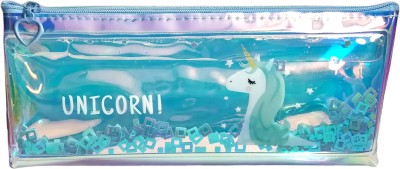 KADEAUX Pouch Unicorn Art Plastic Pencil Box(Set of 1, Blue)