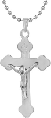 DULCI 316L Stainless Steel Jesus Christ Crucifix Cross Locket Chain Pendant Silver Stainless Steel Pendant