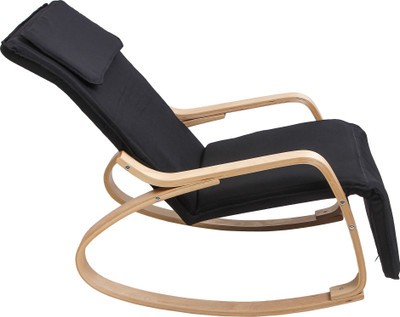Uberlyfe Relax Rocking Chair with Foot Rest Design, Lounge Chair, Recliners Polyester Fabric Cover with Cushion,Black Color (RCH-001770-ROCK-BK) Engineered Wood 1 Seater Rocking Chairs(Finish Color - BLACK)