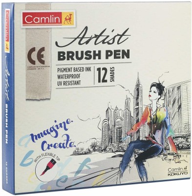 Camlin Artist Brush Pens Soft and Flexible Tip Nib Sketch Pens(Set of 1, Multicolor)