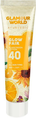 Glamour World Ayurvedic Sunscreen - SPF 50 Glow Fair Sunscreen Lotion 40(100 ml)