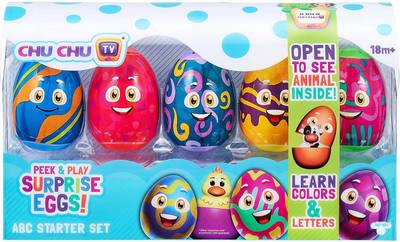 Peek &amp; Play Surprise Eggs CHU CHU TV Surprise Eggs by Chuchu TV: ABC Starter Set for 18 month and above  (Multicolor)
