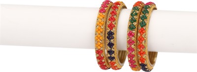 1st Time Glass Beads, Crystal Enamel Bangle Set(Pack of 4)