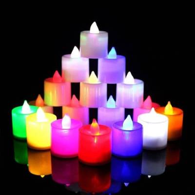 AstonBlue Rechargeable Diwali LED Tea lights Candle Lamp Battery Operated Decorative Candles Candle (Multicolor, Pack of 24)NM3 Candle