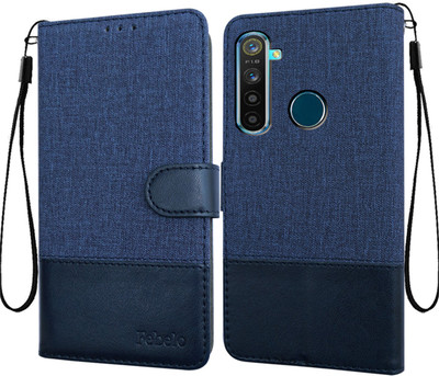 Febelo Flip Cover for Realme Narzo 10, Realme 5, Realme 5s, Realme 5i(Blue, Cases with Holder)