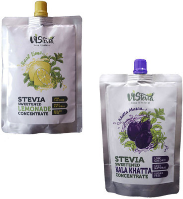 VIStevia Stevia Sweetened Kala Khatta And Real Lime Concentrate Kala Khatta, Lemon(150 ml, Pack of 2)