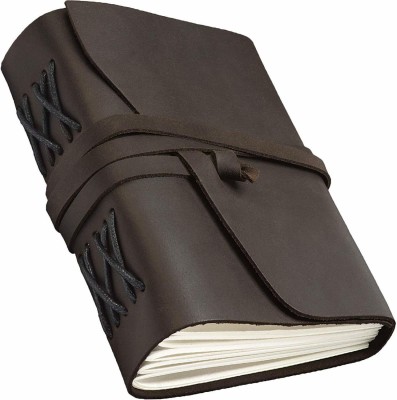 DI-KRAFT Leather Diary Writing Notebook 7 x 5 inches - Antique Handmade A5 Diary Unruled 200 Pages(Dark Brown)
