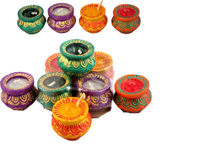 HndB Matki table diya set |clay / terracota diya for diwali | diya for pooja Earthenware (Pack of 12) Table Diya Set(Height: 4 inch)