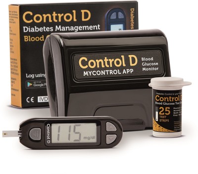 Control D Digital Glucose Blood Sugar testing Monitor Machine with 25 Strips Glucometer(Black)