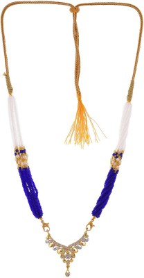 Handicraft Kottage Jewellery Traditional Designer Pendant Mangalsutra with White & Blue Beads Chain For Women & Girls Metal Mangalsutra