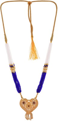 Handicraft Kottage Jewellery Traditional Designer Pendant Mangalsutra with White & Blue Beads Chain For Women & Girls Metal Mangalsutra