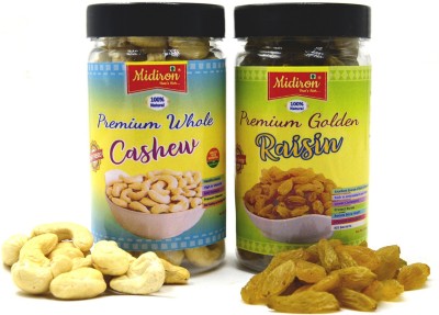 Midiron Whole Cashew & Golden Raisin/Kishmish (100g each) Cashews, Raisins(2 x 100 g)