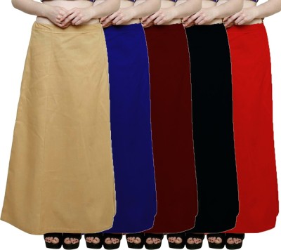 First Trend Fashions Women saree Beige Maroon Red Black Royal blue color fast Combo 5 Waist 38 Pure Cotton Petticoat(Medium)