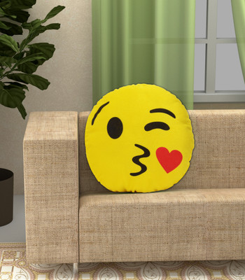 Unique Style Polyester Fibre Smiley Cushion Pack of 1(Multicolor)