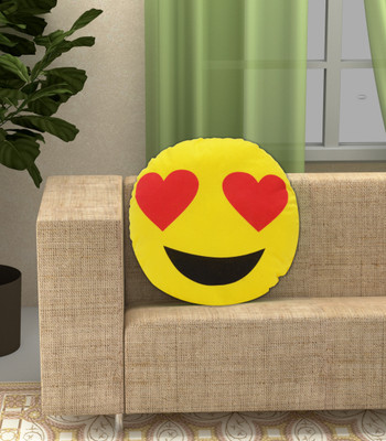 Unique Style Polyester Fibre Smiley Cushion Pack of 1(Black, Yellow)