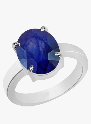 CLEAN GEMS Certified Blue Sapphire (Neelam) 8.25 Ratti or 7.50 Carat for Male & Female 92.5 Sterling Silver Sterling Silver Ring