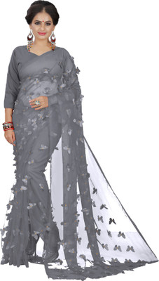 Fashion Day Self Design Bollywood Cotton Blend Saree(Grey)