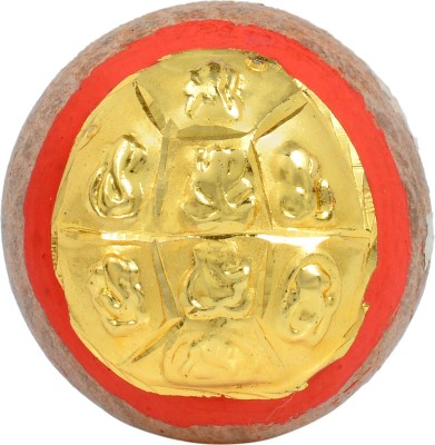 MissMister 8 mudra Ganpati Ganesh 24T Gold Covered Plate Infused on Genuine supari (Betel), Idol Jewellery, for Men and Women Decorative Showpiece  -  1 cm(Wood, Yellow)