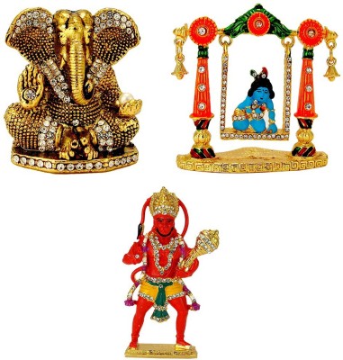 Le Lord | Ganesha Ganesh Ganpati (Oxidised) Krishna (Krishn) Laddu Gopal on Swing Hanuman Bajrang-Bali Idol Idol / Statue for Home Office Shop Car Dashboard & Gift Decorative Showpiece  -  12 cm(Metal, Multicolor)