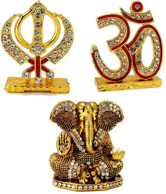 Le Holy Khanda Symbol Om Lord | Ganesha Ganesh Ganpati (Oxidised) Idol / Statue for Home Office Shop Car Dashboard & Gift Decorative Showpiece  -  12 cm(Metal, Multicolor)