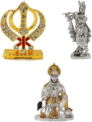 Le Holy Khanda Symbol Lord Krishna (Krishn) Murlidhar (Oxidised) Hanuman Bajrang-Bali Idol Idol / Statue for Home Office Shop Car Dashboard & Gift Decorative Showpiece  -  12 cm(Metal, Multicolor)