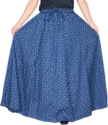 Sttoffa S Printed Women Broomstick Dark Blue Skirt