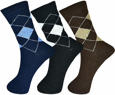 PinKit Men Argyle Mid-Calf/Crew(Pack of 3)