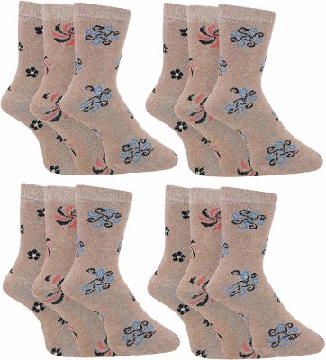 PinKit Women Printed Mid-Calf/Crew(Pack of 24)