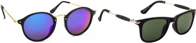 jazz style Wayfarer, Round Sunglasses(For Men & Women, Multicolor)