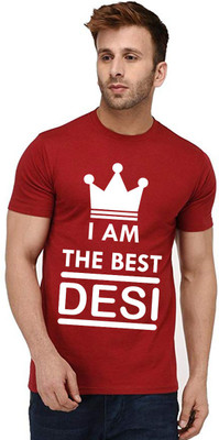 Aseria Printed Men Round Neck Red T-Shirt