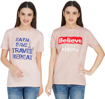 Rock Paper Scissors Printed, Graphic Print, Typography Women Round Neck Multicolor T-Shirt