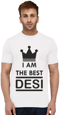 Aseria Printed Men Round Neck White T-Shirt