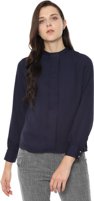 van-heusen-casual-full-sleeve-solid-women-dark-blue-top-1