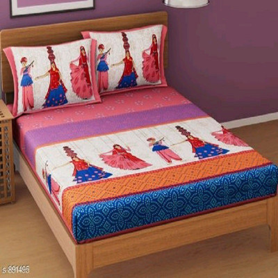 AAKARSH INTERNATIONAL Cotton Queen Flat 110 TC Printed Bedsheet(Pack of 1, multi - Text
only null values allowed)
