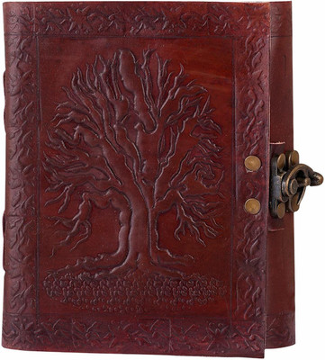 Craft Shop Handmade Leather, Tree of Life,6x4 Mini Diary No 200 Pages(Brown)