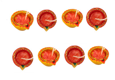 SUNINOW Terracotta (Pack of 8) Table Diya Set(Height: 2 inch)