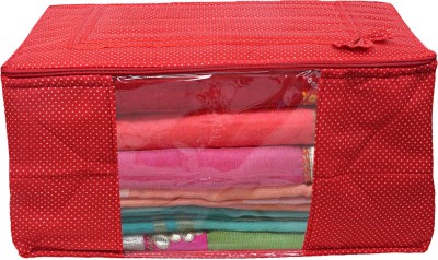 KUBER INDUSTRIES Saree Cover Cotton Polka Dots Bow Design Saree Cover (Red)-CTKTC21191 CTKTC021191(Red)