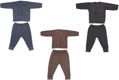 Wonder Star Baby Boys & Baby Girls Casual T-shirt Pyjama(Brown, Black, Grey)