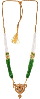 Handicraft Kottage Jewellery Traditional Designer Pendant Mangalsutra with White & Green Metal Mangalsutra