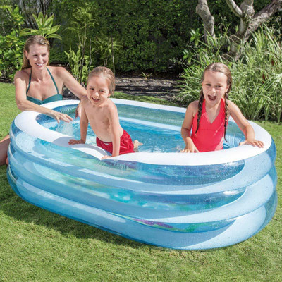 Bestway Oval Whale Fun Swimming Pool Inflatable Bath Tubs, 5 Ft(Blue)
