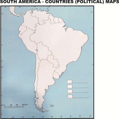 SOUTH AMERICA COUNTRIES (POLITICAL) Practice Maps Paper Print(12 inch X 9 inch, Rolled)