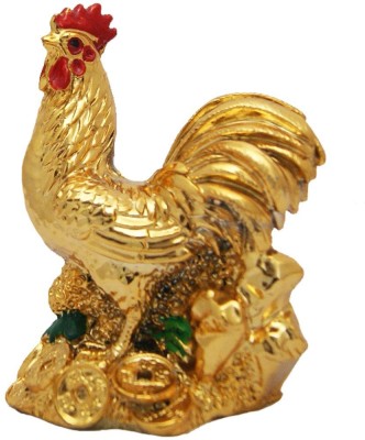 GIFTCITY Vastu Feng Shui Rooster On Coins for Confidence and Luck Decorative Showpiece - 9 cm (Polyresin, Gold)_ Decorative Showpiece  -  9 cm(Polyresin, Gold)