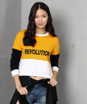 METRONAUT Full Sleeve Printed, Color Block Women Sweatshirt